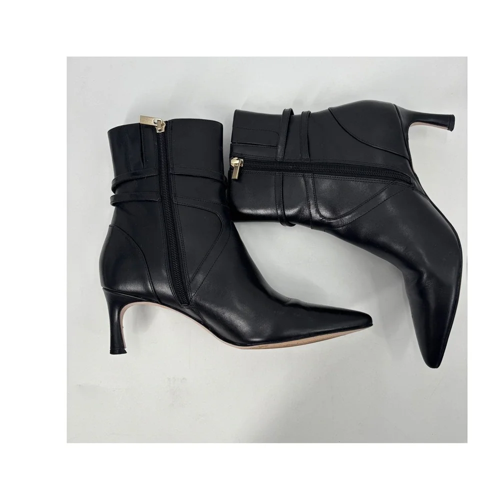 27 Edit Naturalizer Florette Booties Womens 8M Black Leather Kitten Heel Pointed